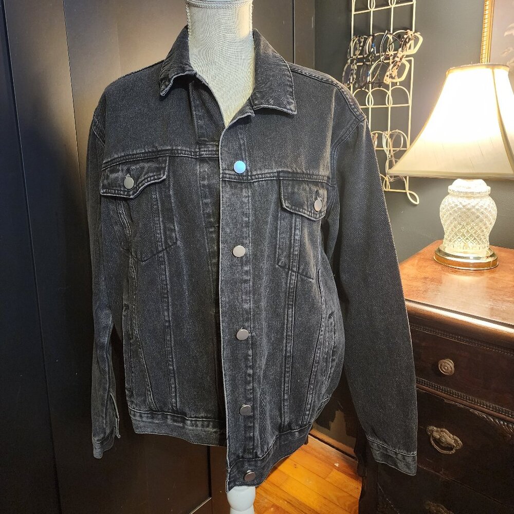 Fringe black denim jacket